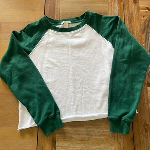 Forever 21 Green and White Raglan Hoodie
